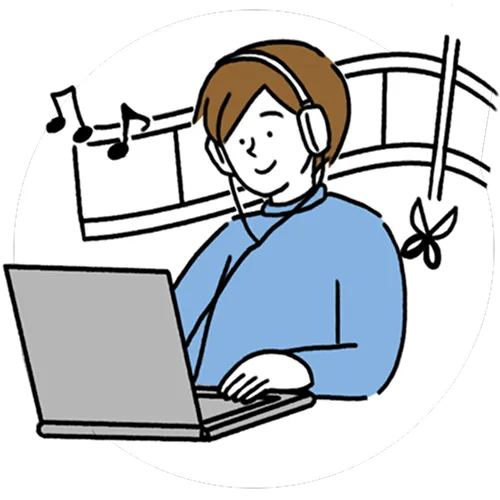 動画編集をする女性